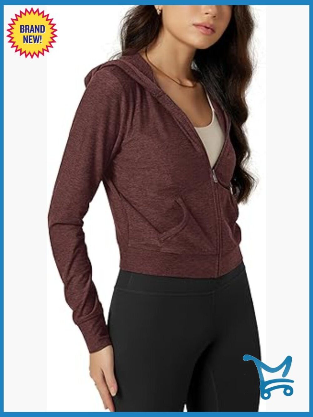 Women's Full-Zip Cropped Hoodie - UPF 50+ Tech Jacket with Pockets